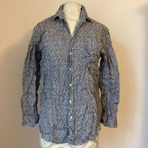 FRANK & EILEEN JOEDY BOYFRIEND BUTTON UP SHIRT BLACK PRINT CRINKLE FABRIC SMALL